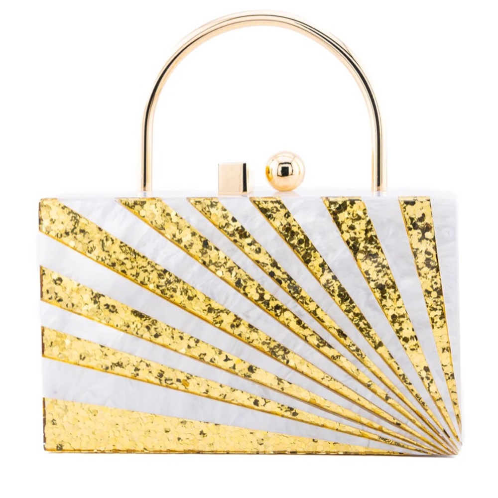 CLUTCH PURSE GOLD & PEARL STARBURST- ELIZABETH SUTTON